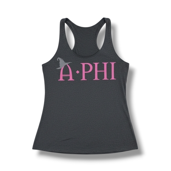 Next Level Apparel Tops - Next Level Apparel AΦΠ Alpha Phi Sorority Gray Graphic Racerback Tank Top Small